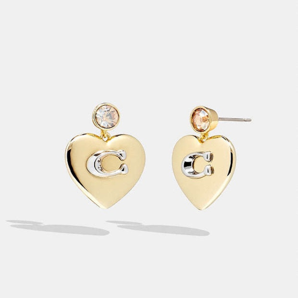 Coach C heart earrings brand new never worn